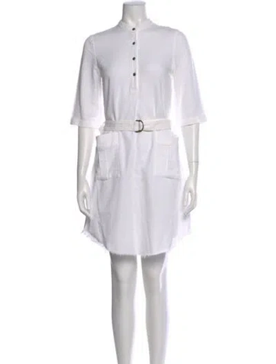 Pre-owned Raquel Allegra Mock Neck Knee-length Dress In White