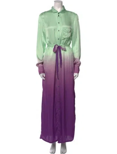 Pre-owned Raquel Allegra Mock Neck Long Dress W/ Tags In Green