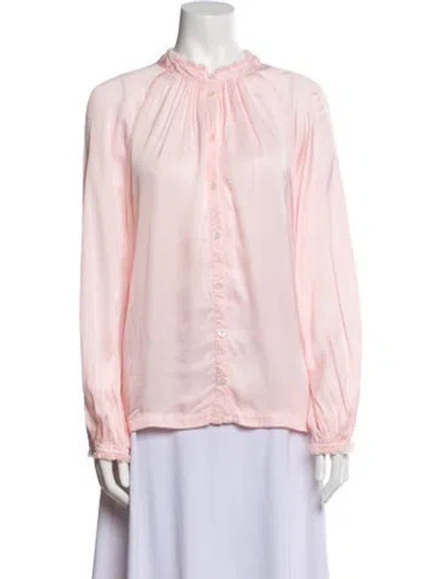 Pre-owned Raquel Allegra Mock Neck Long Sleeve Blouse W/ Tags In Pink