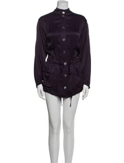 Pre-owned Raquel Allegra Mock Neck Mini Dress In Blue