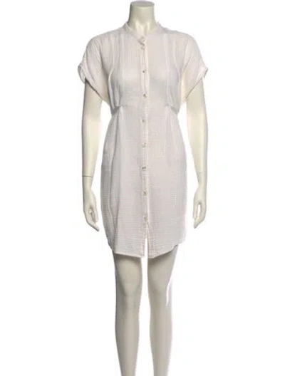 Pre-owned Raquel Allegra Mock Neck Mini Dress In White