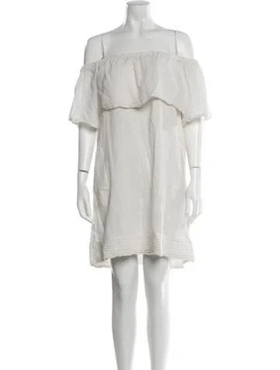 Pre-owned Raquel Allegra Off-the-shoulder Mini Dress In Neutral
