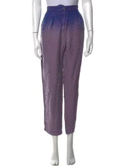 Pre-owned Raquel Allegra Paisley Print Straight Leg Pants In Purple