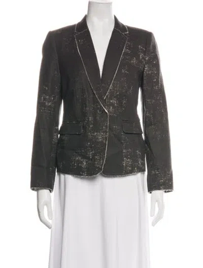 Pre-owned Raquel Allegra Patterned Blazer In Black