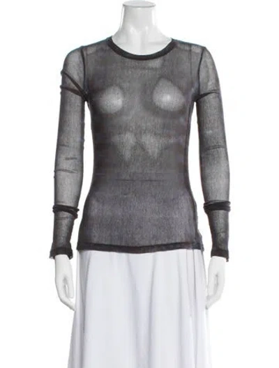 Pre-owned Raquel Allegra Patterned Crew Neck Top In White