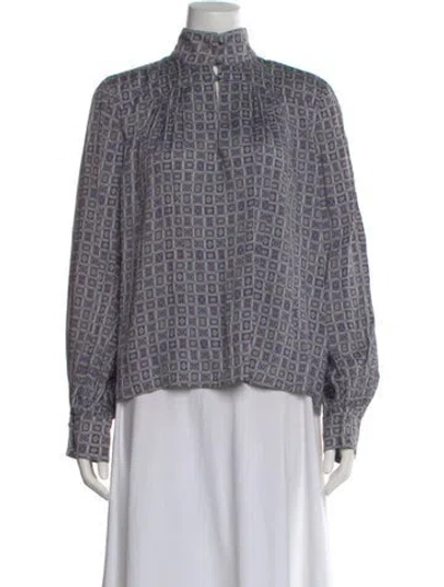 Pre-owned Raquel Allegra Patterned Long Sleeve Blouse In Multi
