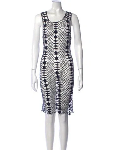 Pre-owned Raquel Allegra Patterned Midi Length Dress In Blue