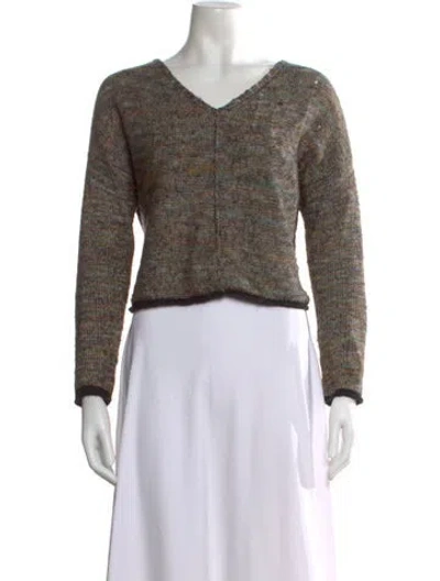 Pre-owned Raquel Allegra Patterned V-neck Sweater In Multi