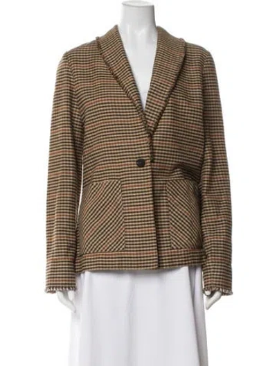 Pre-owned Raquel Allegra Plaid Print Jacket In Neutral