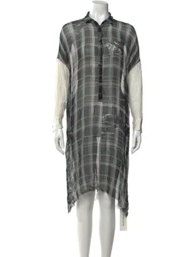 Pre-owned Raquel Allegra Plaid Print Midi Length Dress In Multi