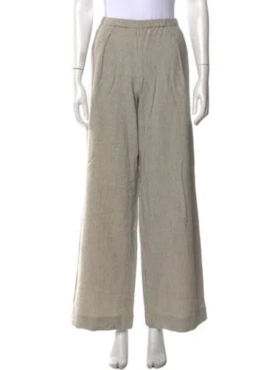 Pre-owned Raquel Allegra Plaid Print Wide Leg Pants In Neutral