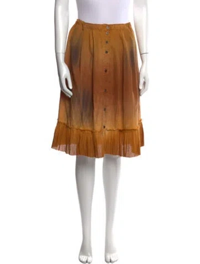 Pre-owned Raquel Allegra Pleated Accents Knee-length Skirt In Brown