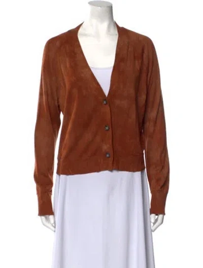 Pre-owned Raquel Allegra Plunge Neckline Sweater In Orange