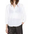 Raquel Allegra Poet Balloon Sleeve Blouse In Washed White In White