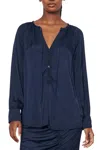 Raquel Allegra Poet Long Sleeve Blouse In Midnight In Multi