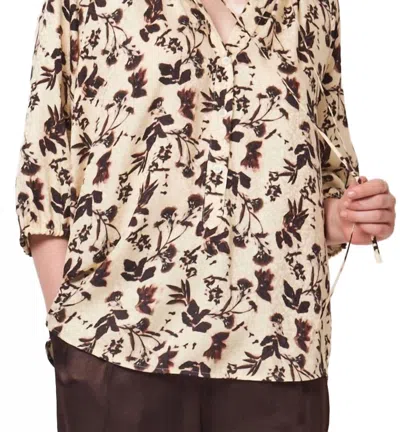 Raquel Allegra Poet Top In Cream In Brown