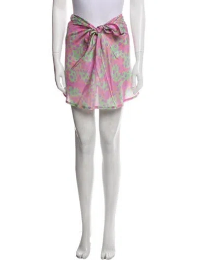 Pre-owned Raquel Allegra Polka Dot Print Mini Skirt In Pink