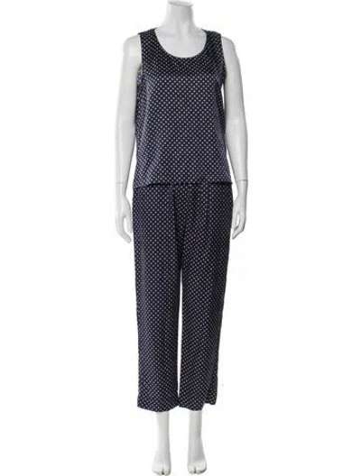 Pre-owned Raquel Allegra Polka Dot Print Pant Set In Blue