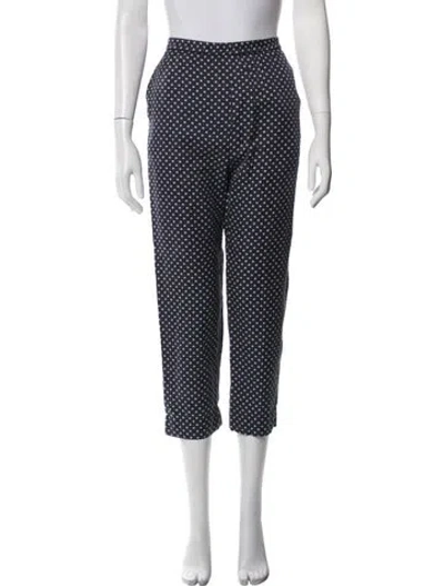 Pre-owned Raquel Allegra Polka Dot Print Straight Leg Pants In Blue