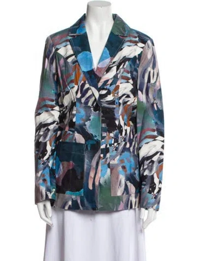 Pre-owned Raquel Allegra Printed Blazer In Blue