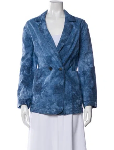 Pre-owned Raquel Allegra Printed Blazer In Blue