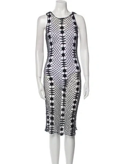 Pre-owned Raquel Allegra Printed Knee-length Dress In Blue