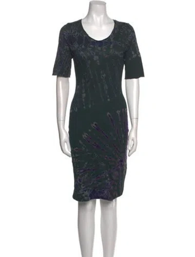 Pre-owned Raquel Allegra Printed Knee-length Dress In Green