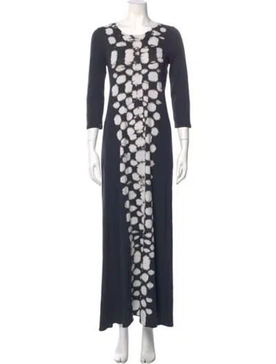 Pre-owned Raquel Allegra Printed Long Dress In Black