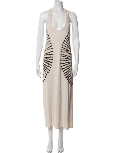 Pre-owned Raquel Allegra Printed Long Dress In Brown