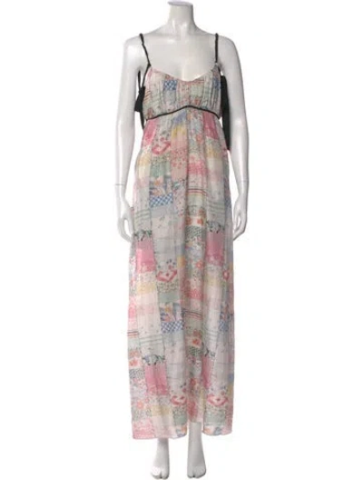 Pre-owned Raquel Allegra Printed Long Dress In Pink