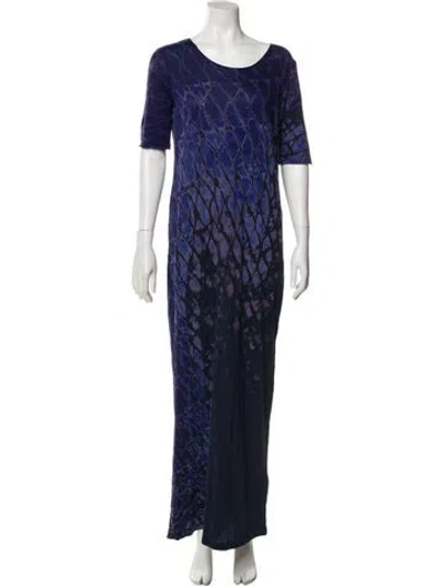 Pre-owned Raquel Allegra Printed Long Dress In Purple