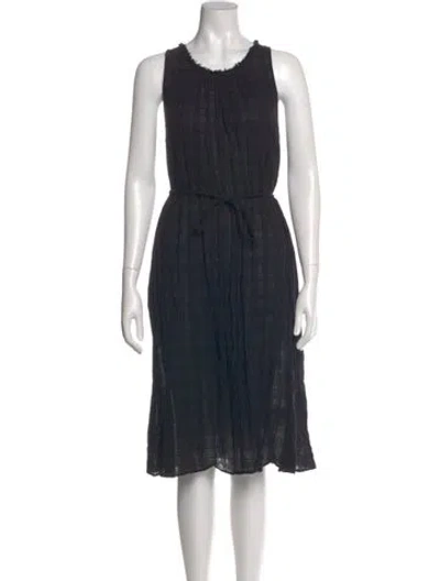 Pre-owned Raquel Allegra Printed Midi Length Dress In Black