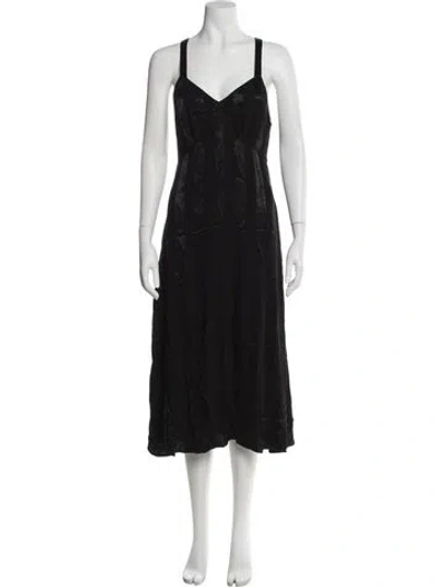 Pre-owned Raquel Allegra Printed Midi Length Dress In Black