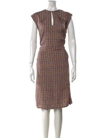 Pre-owned Raquel Allegra Printed Midi Length Dress In Multi