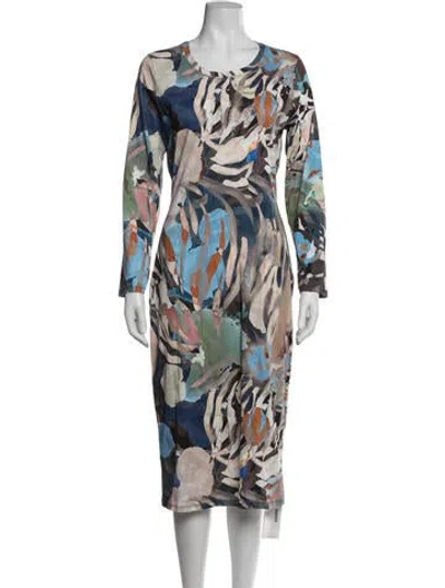 Pre-owned Raquel Allegra Printed Midi Length Dress In Multicolor