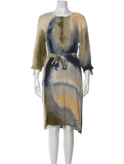 Pre-owned Raquel Allegra Printed Midi Length Dress In Neutral