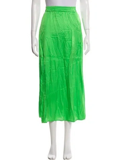 Pre-owned Raquel Allegra Printed Midi Length Skirt In Green