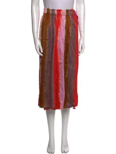 Pre-owned Raquel Allegra Printed Midi Length Skirt In Pink