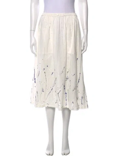 Pre-owned Raquel Allegra Printed Midi Length Skirt In White