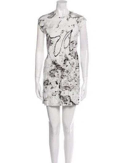 Pre-owned Raquel Allegra Printed Mini Dress In Black