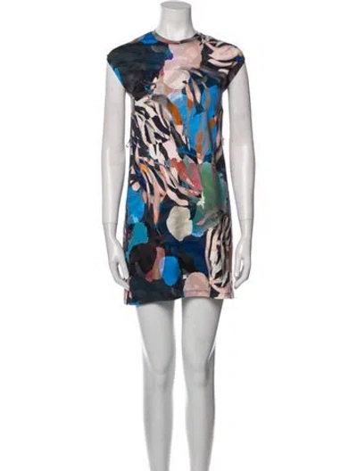 Pre-owned Raquel Allegra Printed Mini Dress In Brown