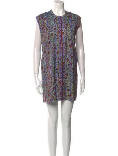 Pre-owned Raquel Allegra Printed Mini Dress In Neutral