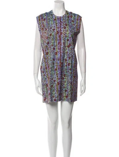 Pre-owned Raquel Allegra Printed Mini Dress In Neutral