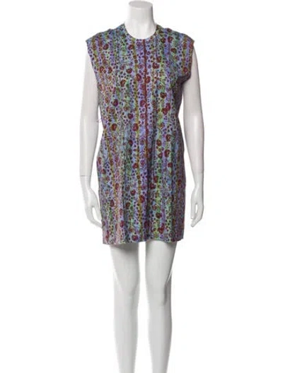 Pre-owned Raquel Allegra Printed Mini Dress In Neutral