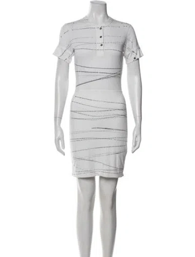 Pre-owned Raquel Allegra Printed Mini Dress In White