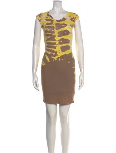 Pre-owned Raquel Allegra Printed Mini Dress In Yellow
