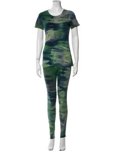 Pre-owned Raquel Allegra Printed Pant Set In Multi