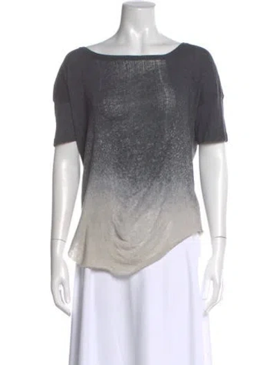 Pre-owned Raquel Allegra Printed Scoop Neck T-shirt In Gray