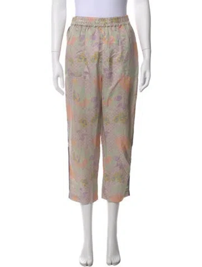 Pre-owned Raquel Allegra Printed Skinny Leg Pants In Purple