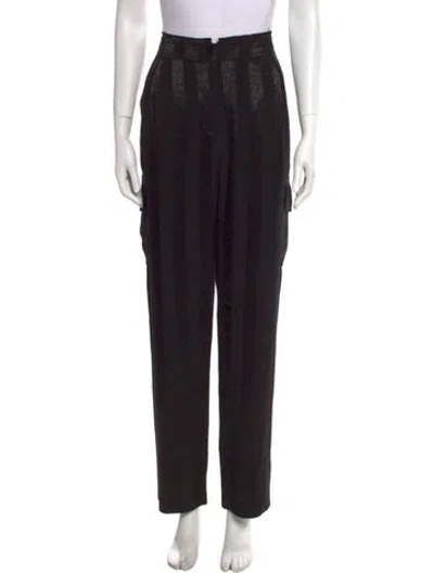 Pre-owned Raquel Allegra Printed Straight Leg Pants In Black